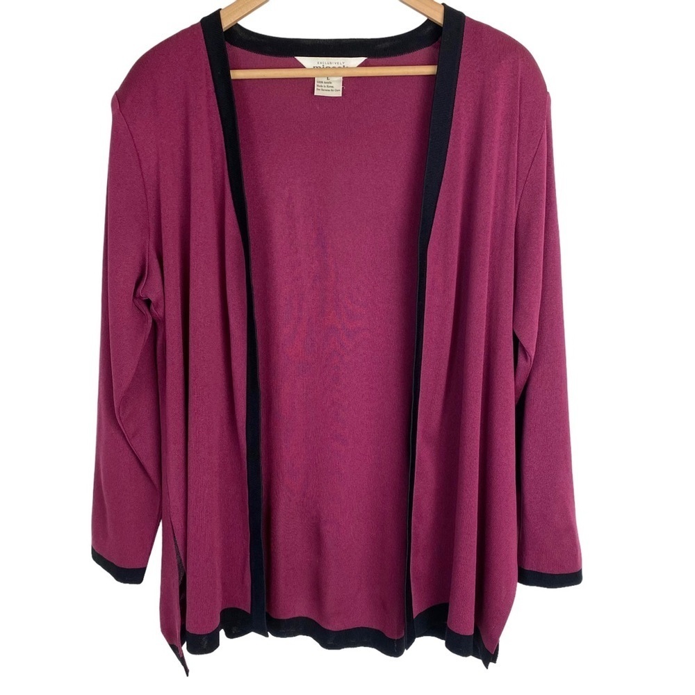 Exclusively Misook Size Large Sweater Cardigan Slinky Knit Raspberry Pink Topper - Picture 1 of 10